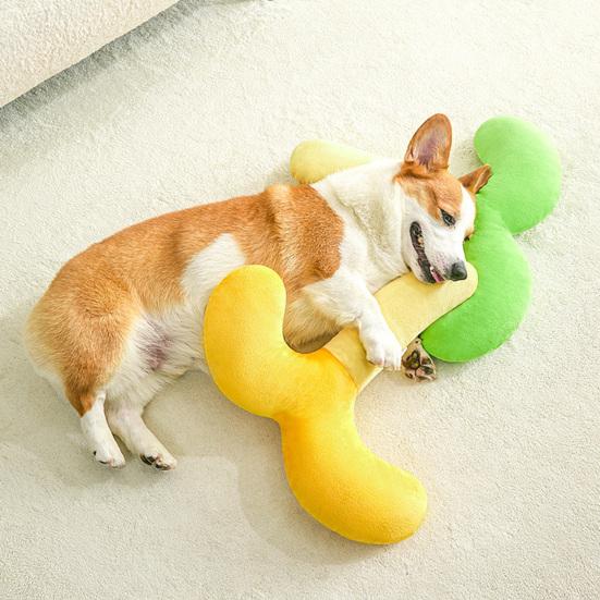 Almofada de Pescoço de Pelúcia para Pet, Almofada Macia para Dormir para Cães Pequenos e Gatos, Brinquedo de Abraçar em Forma de Broto de Feijão para Filhote de Cachorro e Gato