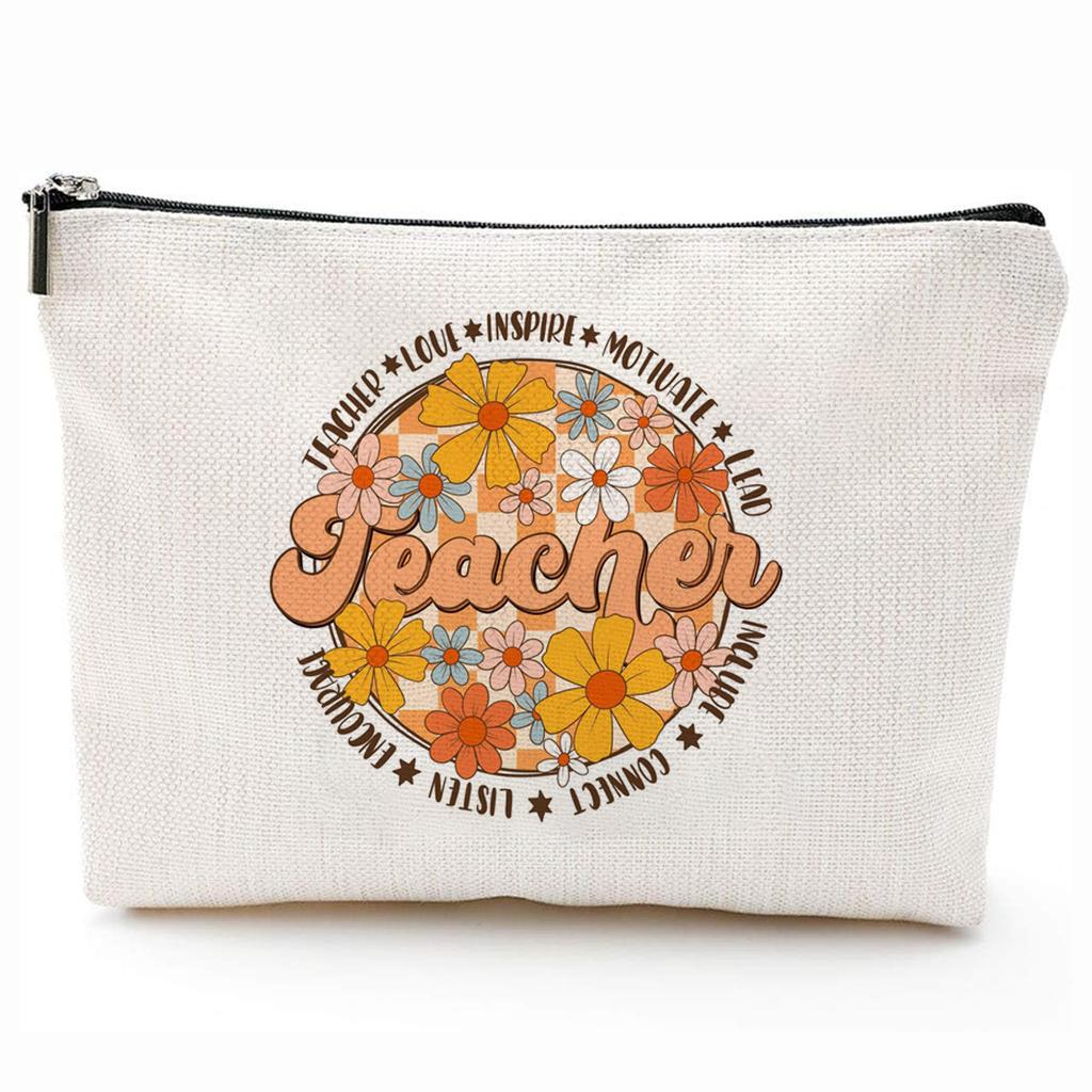 Teacher Gifts Teacher Appreciation Gifts Thank You Teacher Gift Bags Zipper Cosmetic Makeup Bag Canvas Pencil Pouch