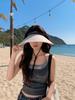 Outdoor Big Edge Empty Top Hat Women's Summer Travel Sun Protection Sun Hat Foldable Ponytail Cycling Sun Hat