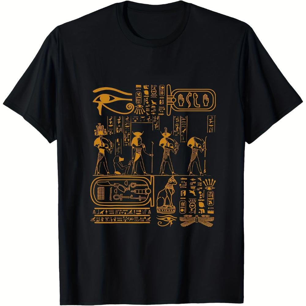 Egyptian Hieroglyphics Egypt Art Design TShirt Cottong Clothing Graphic Short Sleeve Shirt AllSeason Unisexs TShirt S