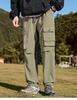 Retro Functional Outdoor Workwear, Mountain Style Paratrooper Pants, Tapered Sport Men's Casual Pants