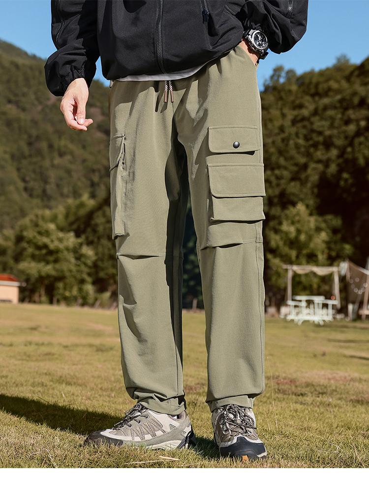 Retro Functional Outdoor Workwear, Mountain Style Paratrooper Pants, Tapered Sport Men's Casual Pants