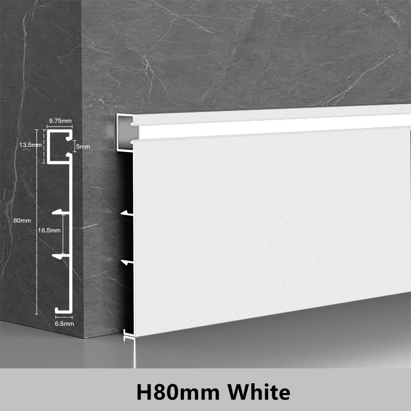 1M H50/80mm LED Skirting Line Strip Light Black White Aluminium Profile Metal Baseboard Corner Channel Home Wall Decor Bar Lamp