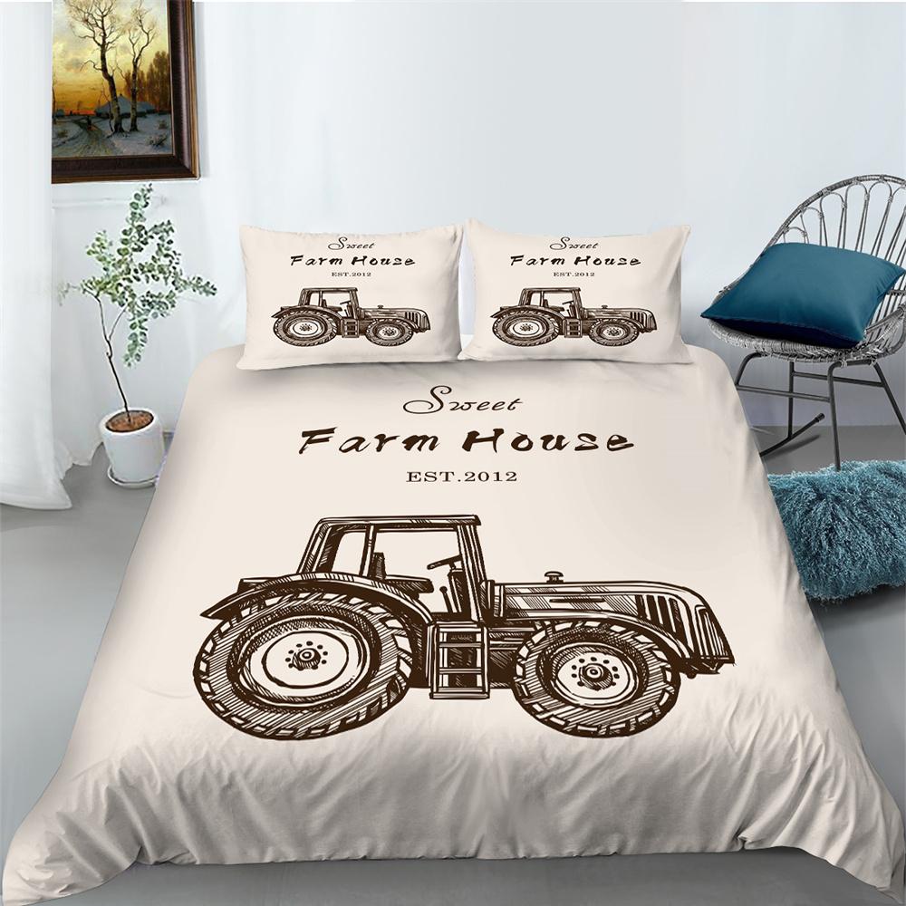 2023 New Style 3D Printing Duvet Cover Highend Home Bedclothes Agricultural Vehicle King Size Bedding Soft Quilt Cover Luxury Bedding Sets