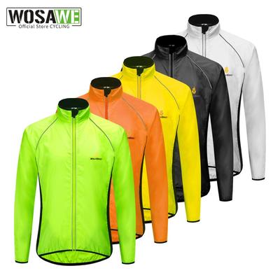 Wosawe Men's Reflective Cycling Windproof Waterproof Breathable Sports Long Sleeve Cycling Windbreaker Jacket