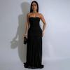 Sexy Backless Evening Dress for Women - Mesh Panel Solid Color Strapless Club Party Dress