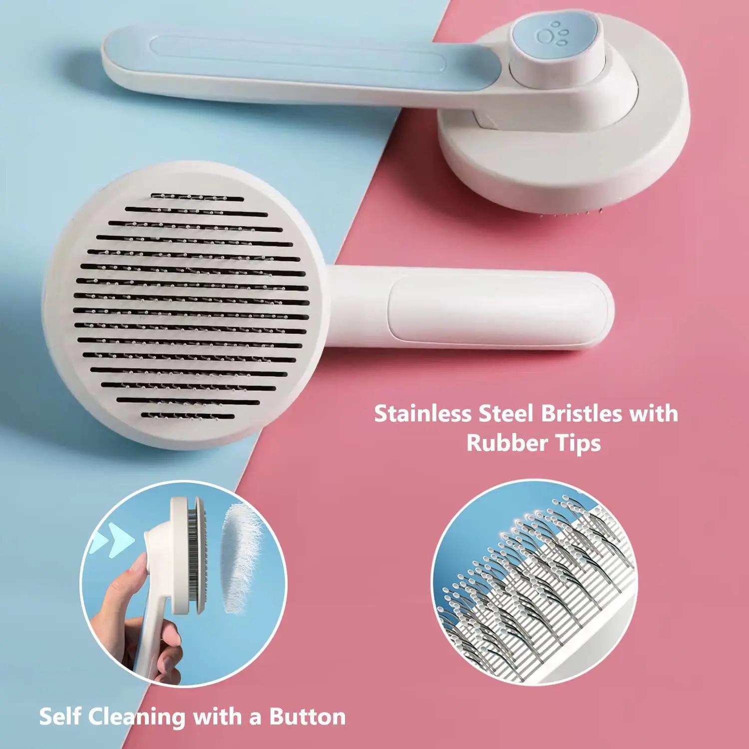 

Pet Comb Open Knot Brush Cat Comb Cat Dog One-click Hair Removal Comb серый