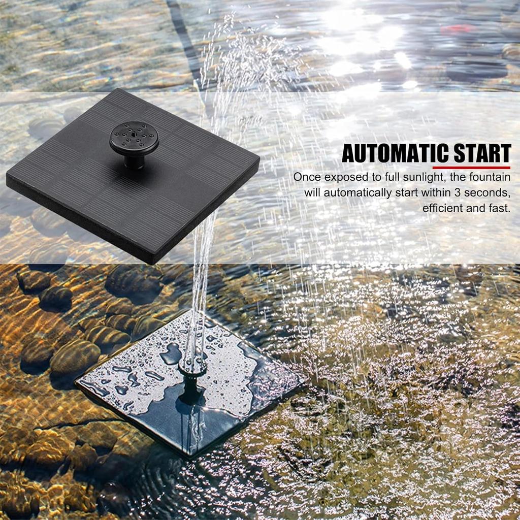 Solar Bird Bath Fountain Pump, 7V 1.4W Solar Water Pump Monocrystalline Silicon Square Floating Outdoor Waterscape Fountain