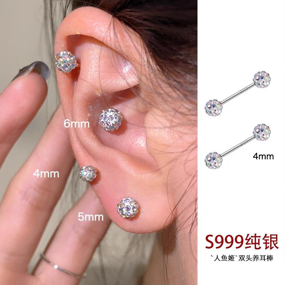 Sterling Silver Screw Ear Bone Nail Niche Premium Sense Zircon Cochlear Nail Personality Simple Diamond Earrings Earrings Women