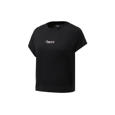 Li Ning Training Series Casual Sports Ice Feel Round Neck Short Sleeve T-Shirt Women Tops Black ATSR338-4