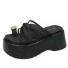 Sandalias de plataforma gruesas con punta de clip de 8,5 cm para mujer, tacones altos, zapatillas de gladiador, chanclas de playa de verano a la moda para mujer