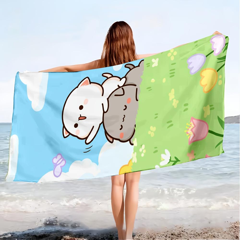 Süßes Cartoon Bubu Dudu 1 Stück Bedrucktes Strandtuch, Weich, Saugfähig & Leicht für Urlaub/Reise/Baden/Schwimmen/Yoga/Fitness