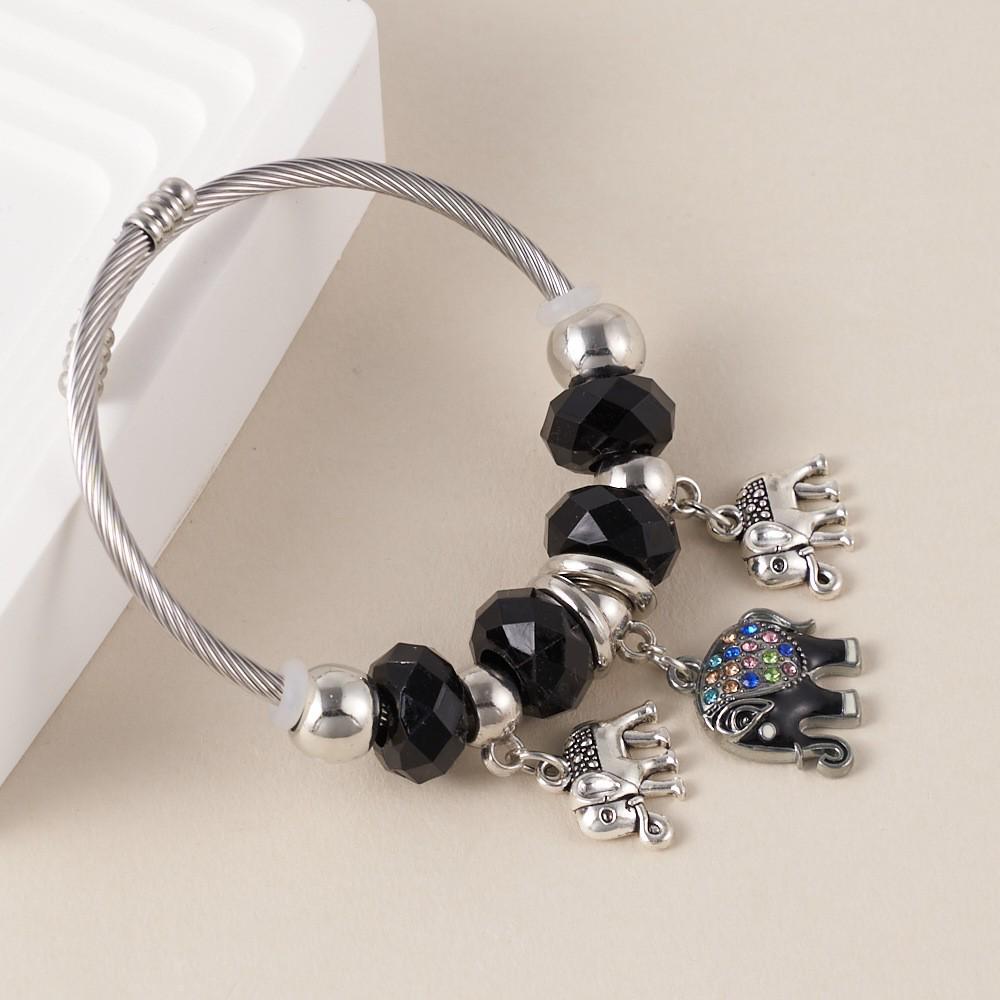 Temu Tree of Life Pendant with Stainless Steel Pandora-Style Bangle, Fashionable Beaded DIY Bracelet.