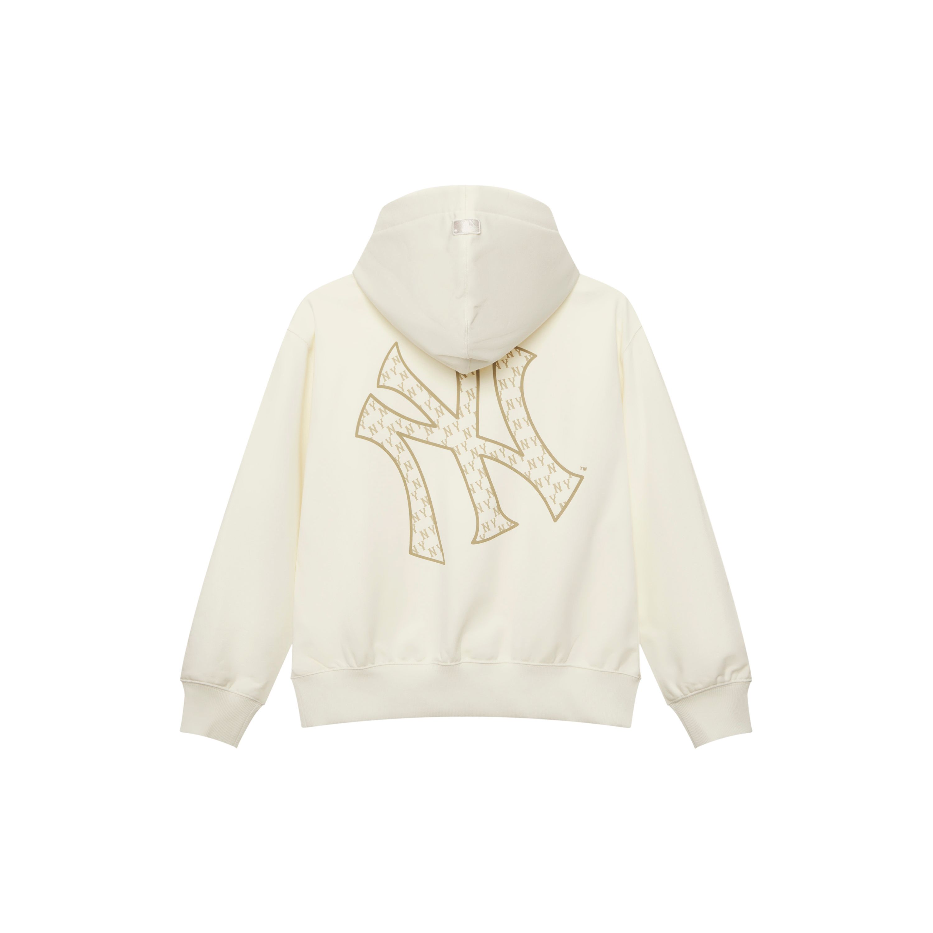MLB Monogramm Serie New York Yankees Großes Logo Print Einfarbig Lässig Langarm Kängurutasche Kapuzenpullover Unisex Hoodies 3AHDM0251-50CRS XS beige