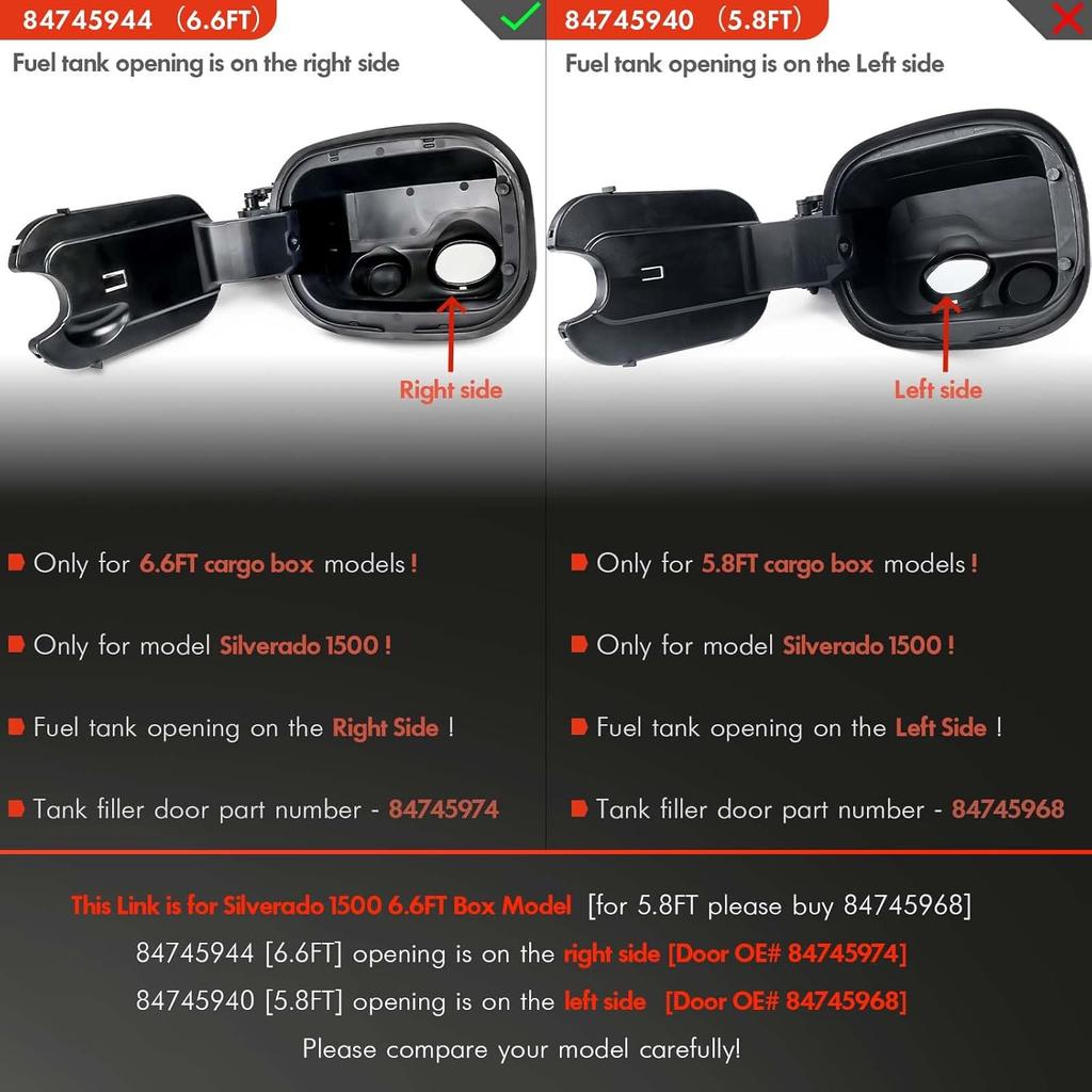 Fuel Tank Filler Pipe Housing With Cap Door Fit For Chevy Silverado 1500 -2025 - Only Fit Chevrolet Gas 6'6" Bed - Gas Cap Tank Door Cove Pocket