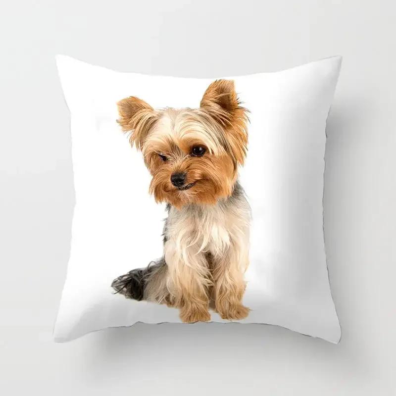 1Pc Cute Dog Yorkie Bichon Yorkshire Decor Print Pillow Case Bedroom Sofa Waist Cushions Cover Car Decoration Cushion