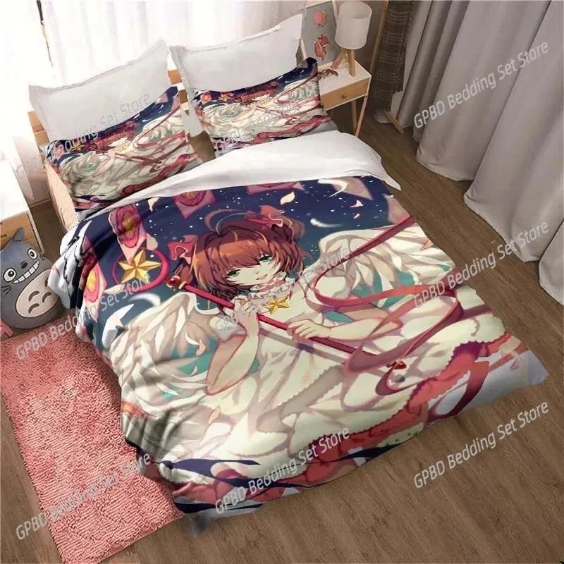 Comforter Anime Cardcaptor Sakura Bedding Set 3D Printed Suitable For Bedroom Kids Home Textile