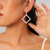 Light luxury style diamond-set square geometric silver needle earrings fashion earrings temperament earrings