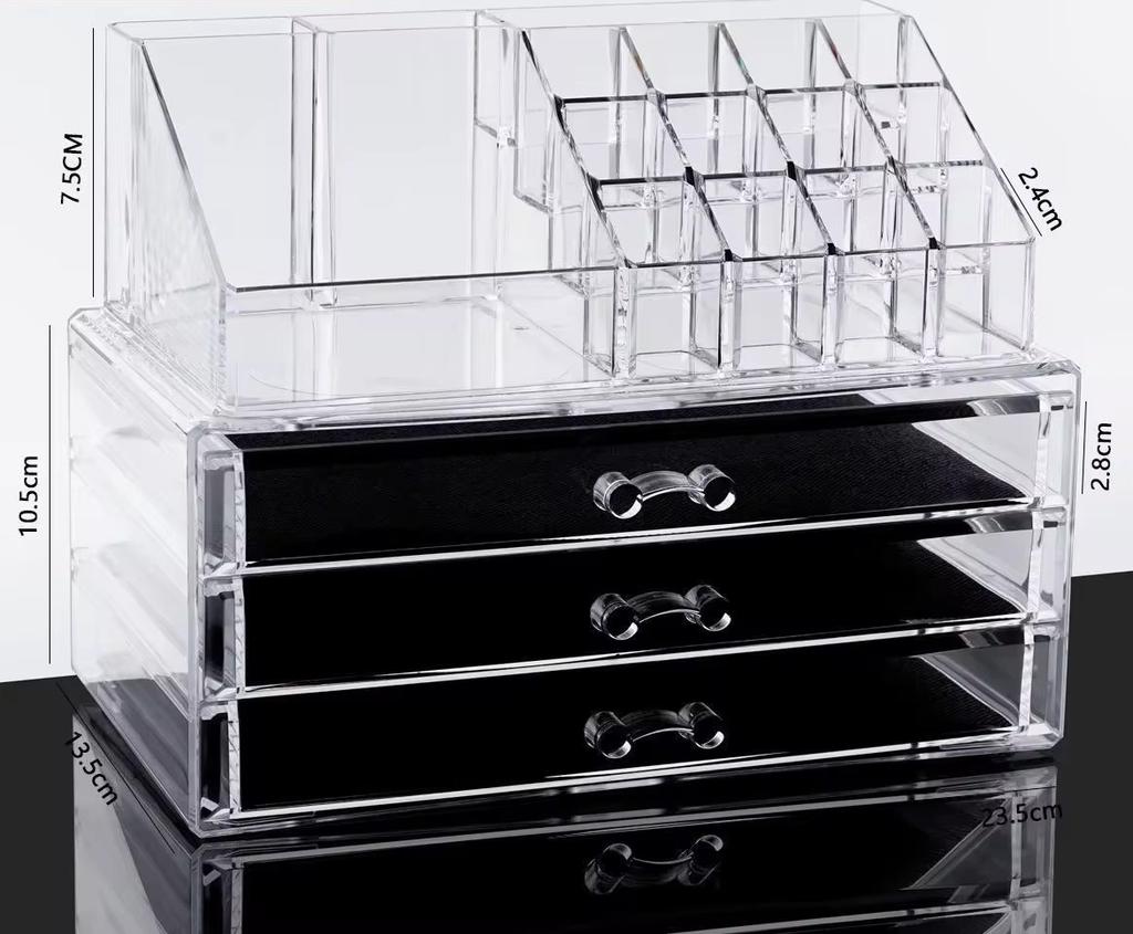 Cosmetics Storage Box Acrylic Transparent Drawer Storage Box Large Capacity Desktop Compact Dustproof Makeup Organizer