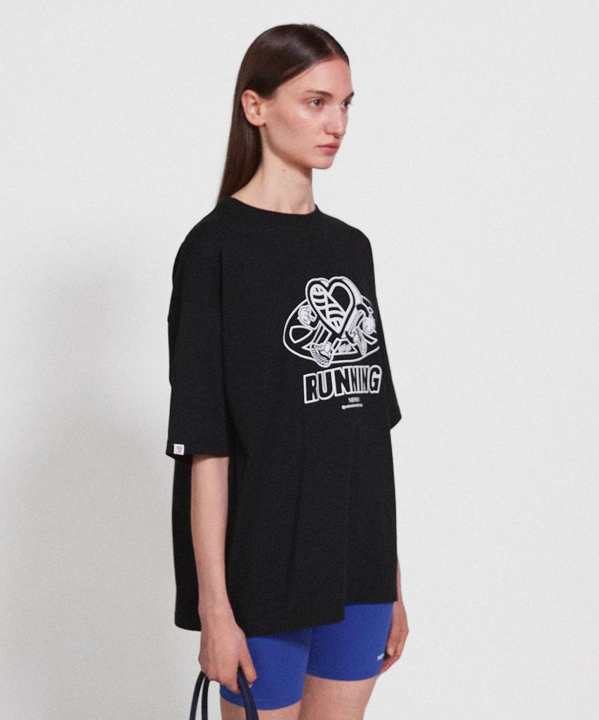 Minasu New Big Hearttrack Graphic T Shirt_Black_W