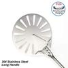 9" Round 304 Stainless Steel Pizza Peel with 56" Detachable Long Handle and Holes, High-Temperature Resistant, for Peeling Homemade Pizza Bread