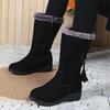 Fashion Women's Shoes Fashion Women Warm Chelsea High Fur Boots 2024 New Women Boots Mid-calf Plush Snow Flat Boots