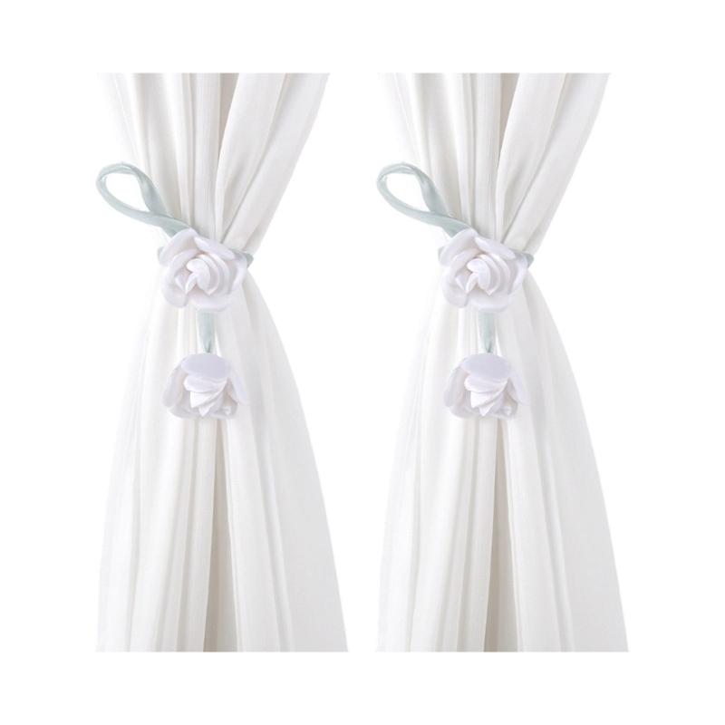 Flower Shape Curtain Holdbacks Polyester Fabric Multiple Color Option Simple Setup Window Decoration