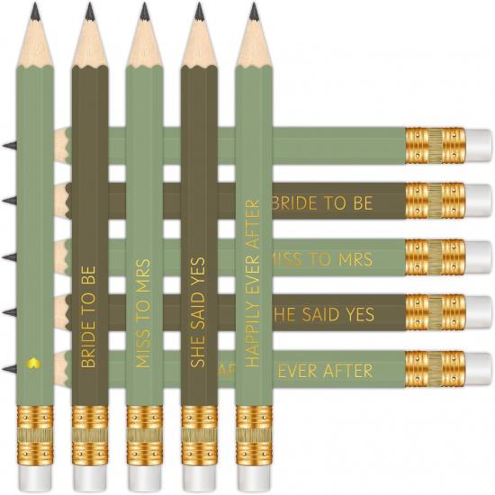 50Pcs - Bridal Shower Sharpened Half Pencils with Erasers, Pre-sharpened Pencils for Bridal Shower & Wedding Games, 4 Inches (White - Miss to Mrs.)