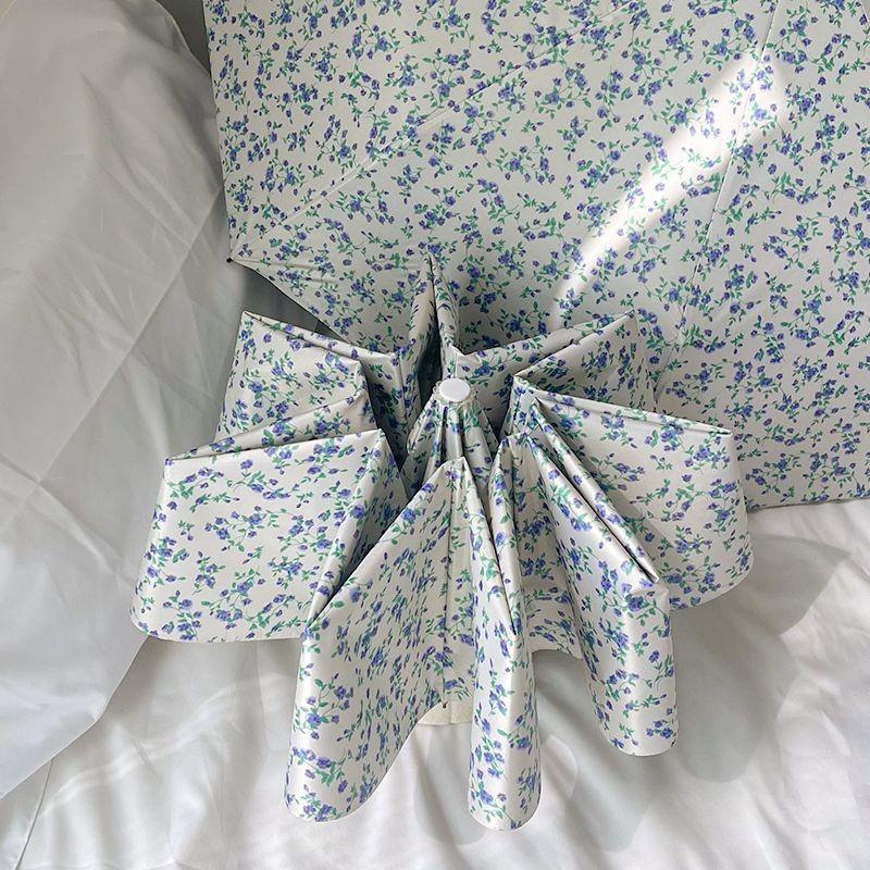 Ins Wind Shattered Flowers Folding Umbrella Sun Rain Dual-Purpose Umbrella Sun Protection Ultraviolet Rays Women'S Parasol Porta