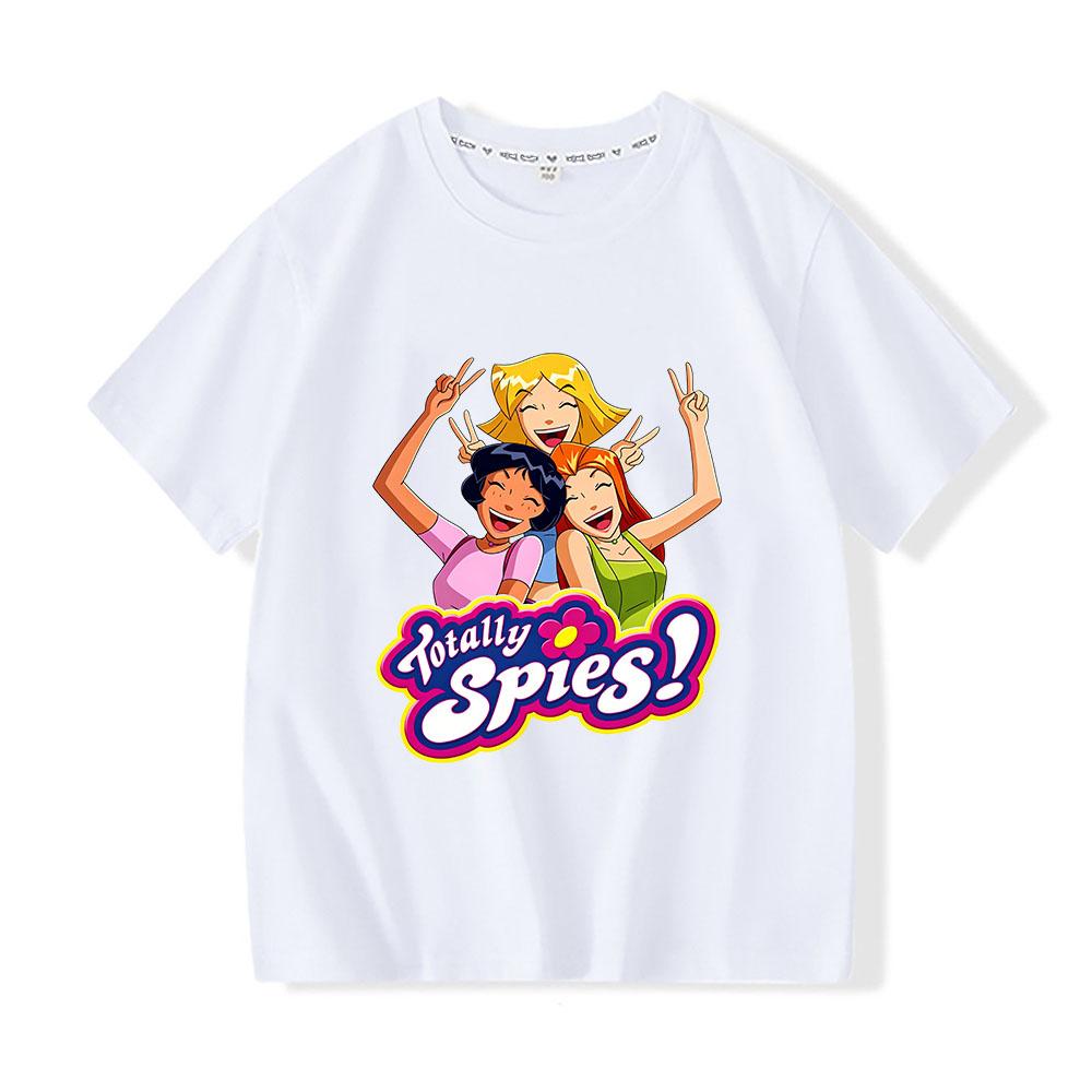 Totally Spies Cartoon Print Children's T-shirt 100%Cotton Tees Streetwear Boys Girls Short Sleeve Casual Kids Top Summer Toddler