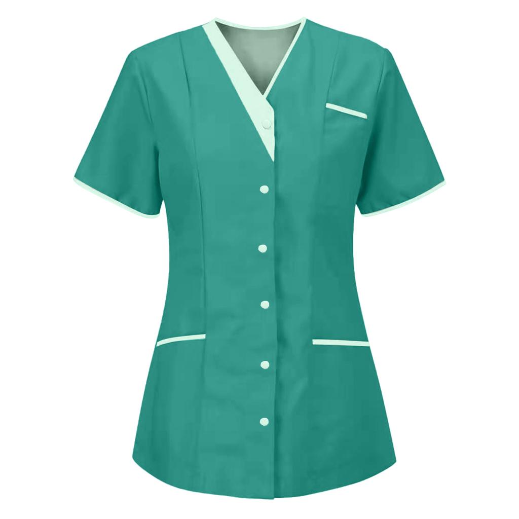 Women's Uniform Quick-drying Fabric Solid Color V-neck Short-sleeved Uniform