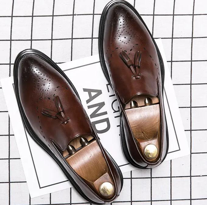 

Men s leather shoes, casual shoes, business comfortable overalls, leather shoes, lightweight soft soles, hollowed-out breathable shoes, one pedal men 46 коричневый