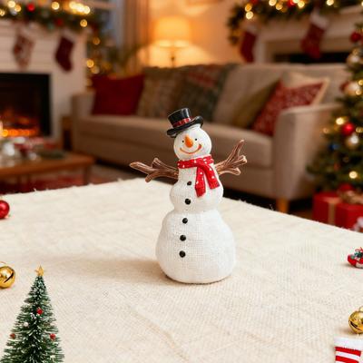 Yousheng Mini Christmas Tree Figurine Cartoon Snowman Resin Statue Holiday Party Home Office Desktop Decoration Ornament Festival Gift