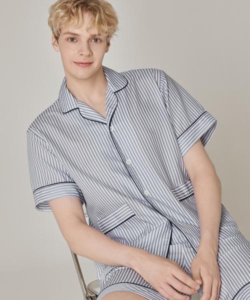 

[BYC] Мужской комплект пижамы с коротким рукавом из вискозы [Отправка из Кореи] 100% Оригинал Blue Grey - 090