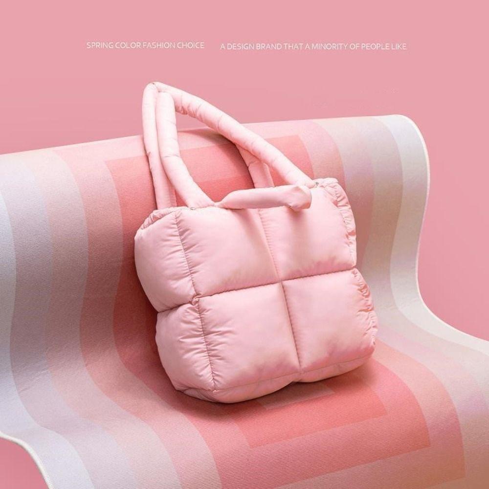 

Solid Color Women Tote Bag Nylon Top-handle Bags Fashion Women Handbags Ladies