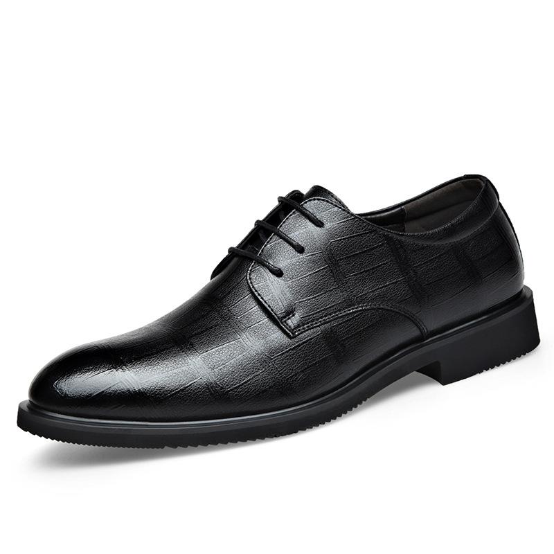 Fashion 2025 Summer Business Formal Leather Dress Shoes for Men Perforated Casual Men's Height-increasing Groom Wedding Shoes