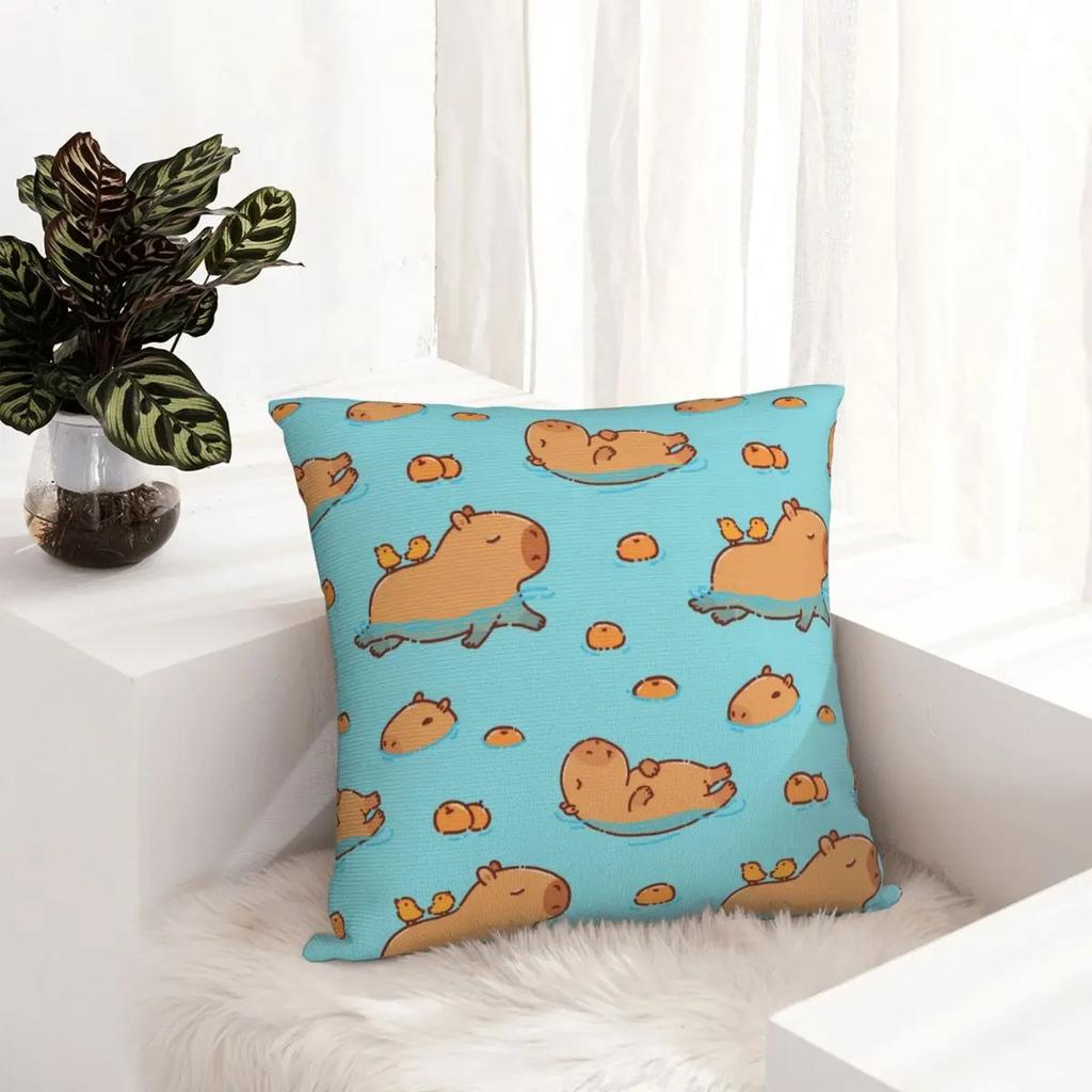 Capybara Pattern Swimming With Oranges Pillowcase Soft Cushion Cover Gift Throw Pillow Case Cover Bedroom Zippered
