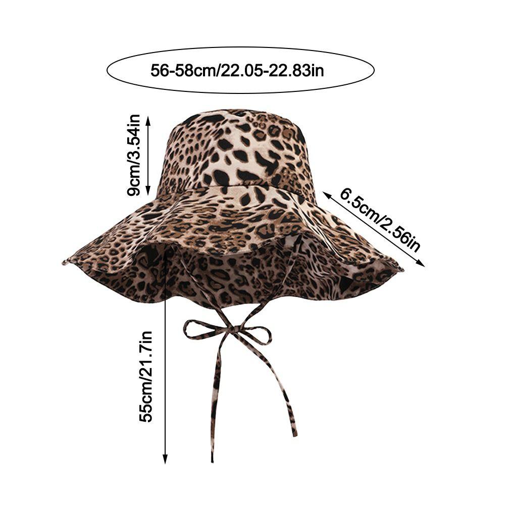Black Dot Bucket Hats Leopard Print Sun Hat Versatile Big Brim Hat Outdoor Beach Vacation Wear