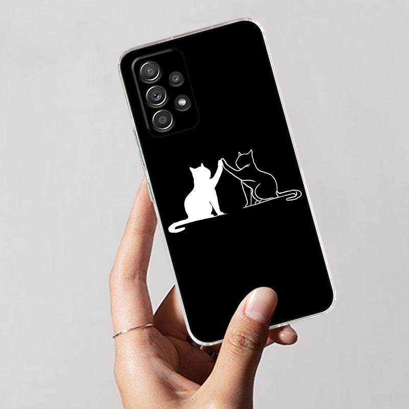 Schwarze Katzen Süße Katze Transparente Weiche Handyhülle Für Samsung Galaxy A56 A57 A37 A55 A54 A36 A35 A26 A25 A16 A17 A07 A52 A73 A21s Hülle