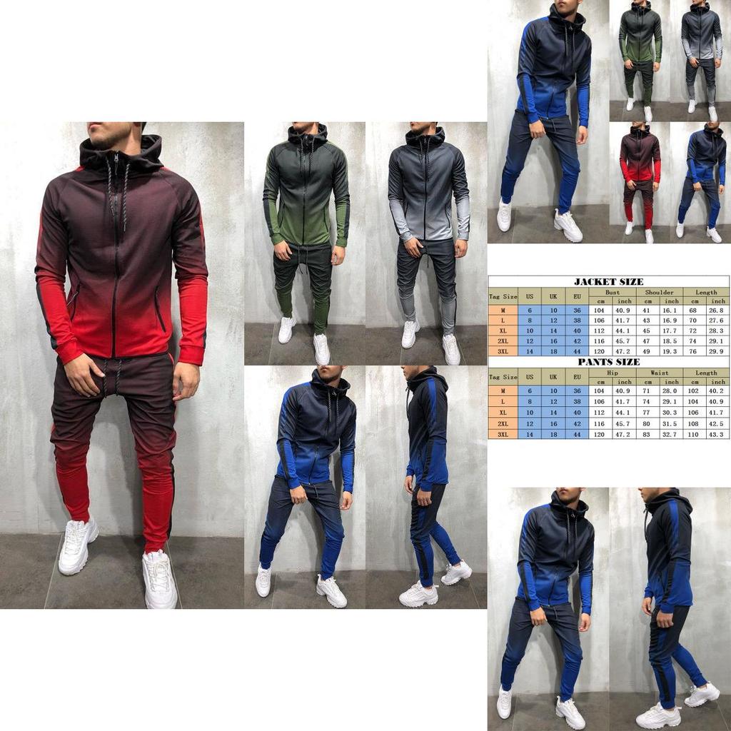 Premium Mens 2pc Tracksuit Set Hoodie And Joggers With Slim Fit And Zip Pockets