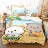 Personality Adorable Peach And Goma Cat Bedding Set New Sweet Couple Printed Duvet Cover Soft Bed Set For Girls Kids Room