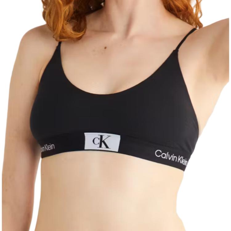 Calvin Klein Ss23 Logo a Lettere Orlo Reggiseno Intimo Donna Nero QF7216-UB1