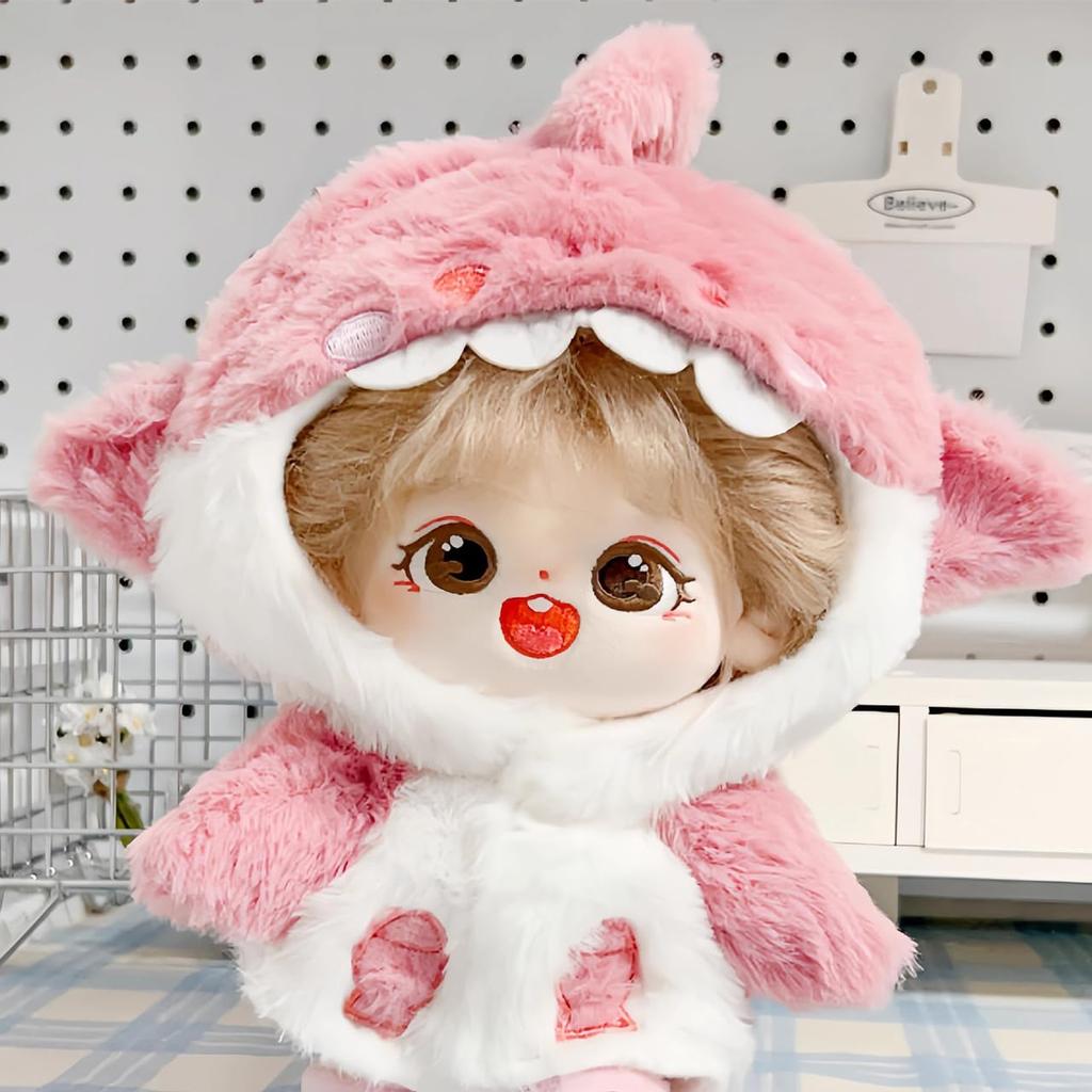 [Queen-b] Plush Shark Clothes 20cm Doll Stuffed Animal Dress Up Kigurumi Oshikatsu Oshi Oshi Plush Clothes Costume Cute Otaku Otaku (Pink)