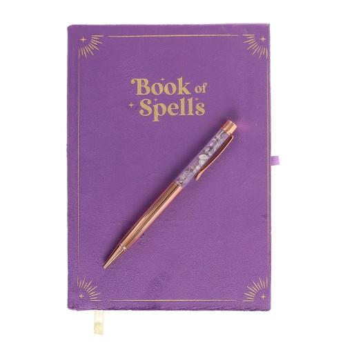 Something Different Book Of Spells Amethyst Crystal Notebook with Pen