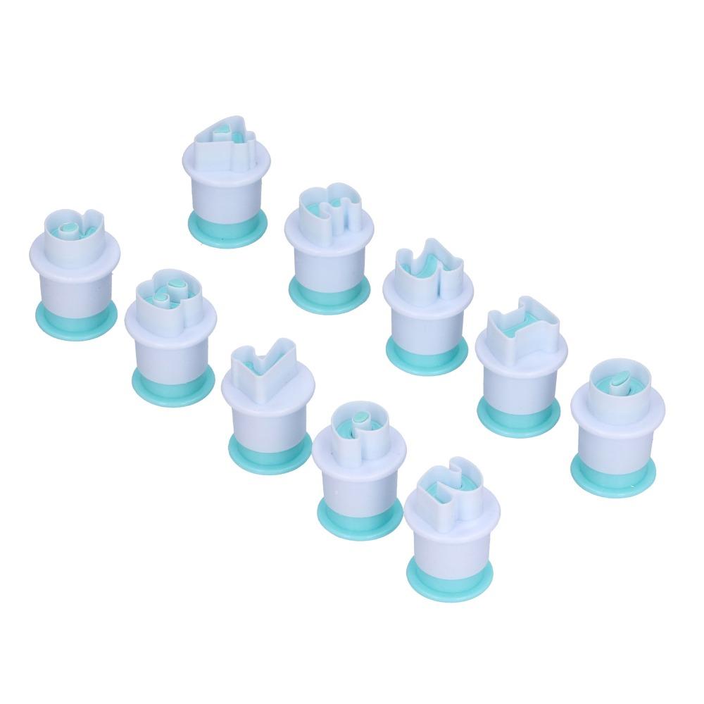 10PCS 0-9 Number Number Cake Mold Food Grade Plastic Fondant Cutter Cookie Stamp Birthday Party