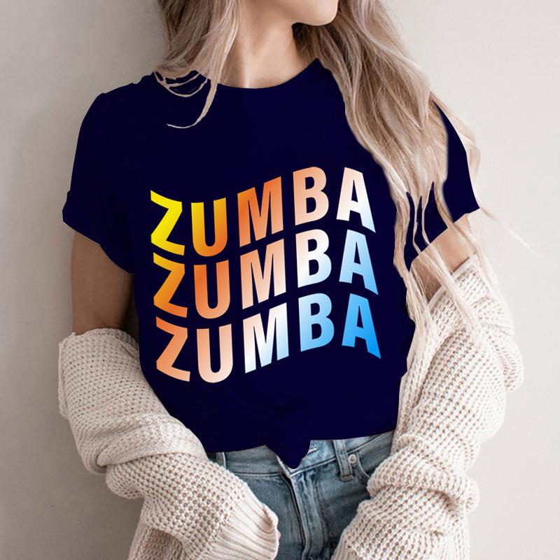 

Женская летняя футболка с принтом букв Zumba - Модный топ с коротким рукавом L