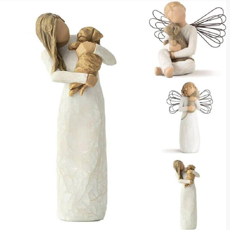 Angels Willow Tree Figurine Embrace Pet Ornament Sculptures Statue Gift Resin