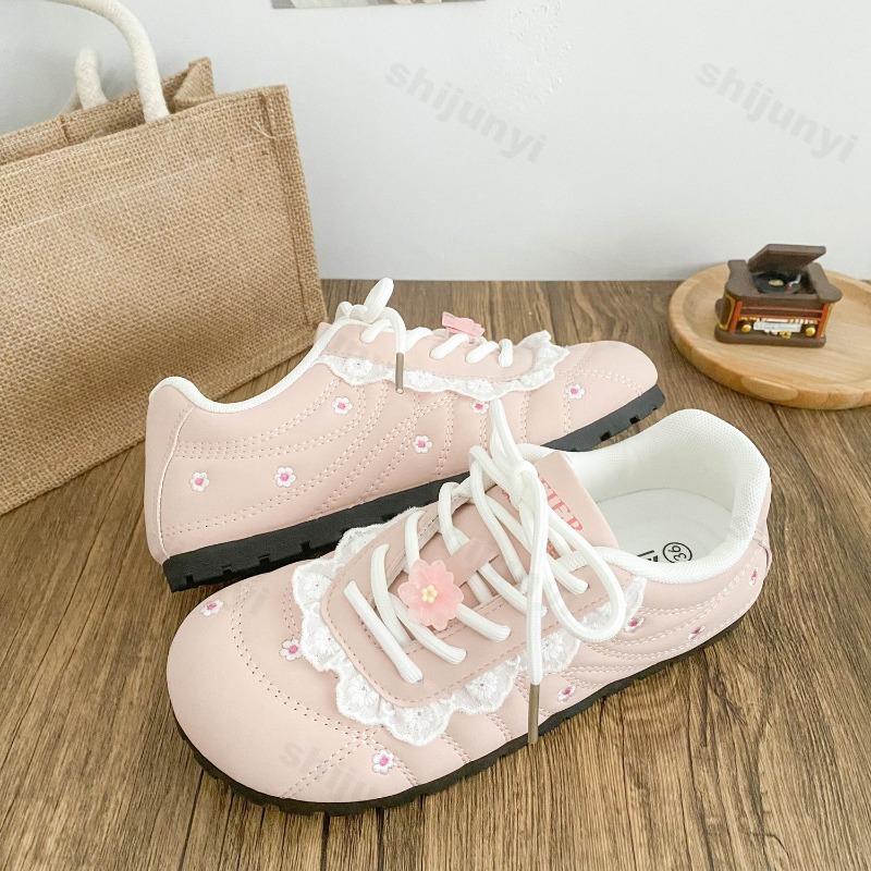Fashion Autumn Women Casual Sports Shoes 2025 Comfortable Anti Slip Outdoor Vulcanized Shoes Flower Lace Up Fashion Running Flat Shoes