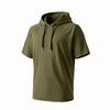 Sudadera con capucha de manga raglán de manga corta para hombre, jersey casual, tejido ligero y transpirable, con capucha y cordón, top para deportes al aire libre