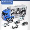 New Storage Container Truck Model Simulation Engineering Fire Military Fleet Toy with Six Alloy Cars Children's Car Toy Gift